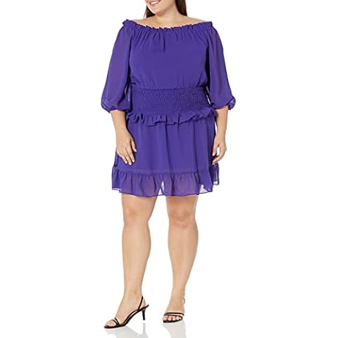 GABBY SKYE Women's Shoulder Dress Casual, Grape, 18 Cover