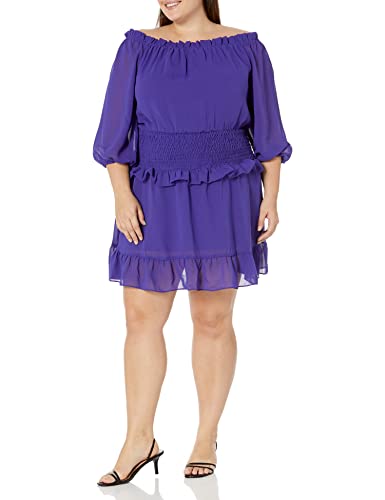 Gabby Skye Women's Shoulder Dress, Grape,6