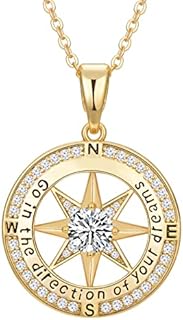 Mkhhy Compass Necklace for Women Girls Jewelry,Graduation Gifts for Her 2022, Inspirational Graduates , Class of 2022 Senior High School College Graduation Gifts for Friends with Congrats Grad Box and Gift Card( gold-direction)