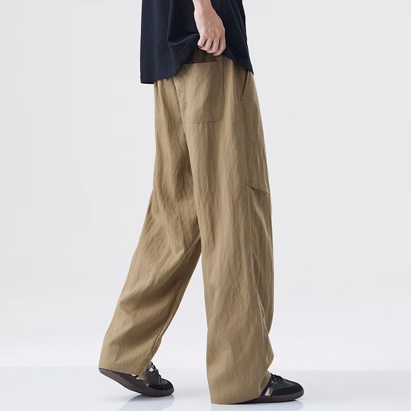 Summer Korean Men's Baggy Thin Cotton Casual Pants Loose Straight Leg Men Trousers2