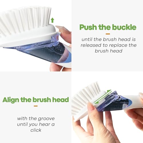 Image of RIMAY Dish Brush with Soap Dispenser, Dish Washing Brush with Handle, Soap Dispensing Dish Brush, Soap Brush for Kitchen Sink, Dish Wand Kitchen Brushes for Dishes /Pans /Pots /Sink (White)