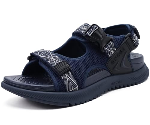 Image of ONCAI Men's Hiking Sandals with Arch Support Mesh Athletic Walking Sandalias Summer Outdoor Cushion Thick Rubber Soles and Recovery Sports Fisherman Sandals Size 7-15