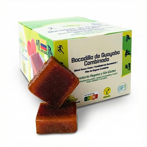 Saborty Bocadillo de Guayaba (Caja 32 uds, 928g) - Barrita Energética a Base de Fruta para Ciclismo y Running - Vegano y Sin Gluten (1 Caja 32 Unidades, Combinado)