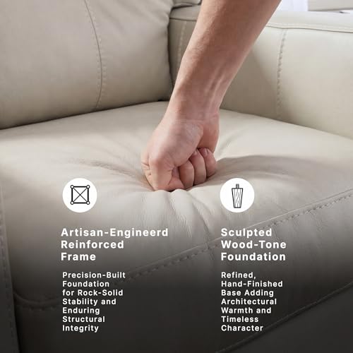 Image of Signature Design by Ashley Santorine Beige Leather Accent Chair, Bone