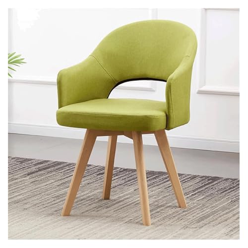 北欧風ダイニングチェア 360°回転式 無垢材ダイニングルームチェア ミッドセンチュリーモダン 布張りキッチンチェア 背もたれ付きダイナーチェア(Green)