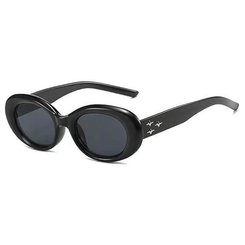 ULELA DIKML Gafas de sol ovaladas retro para mujeres y hombres, gafas de sol ovaladas pequeñas de los años 90, gafas de sol de marco grande, gafas de sol de vacaciones de primera calidad, Negro -