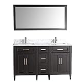 Vanity Art 60 Inches Double Sink Bathroom Vanity Set Carrara Marble Stone Top Dove-Tailed Drawers...