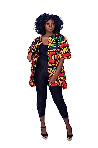 Open Front Ankara Print Top Handmade in Ghana Short Sleeve Patapata Traditional Jacket Regular Size Women2