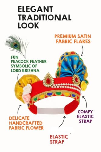 Image of Sarvda Shree Krishna Dress for Baby Boy & Radha Dress for Girls | Janamashtami Dress | Fancy Dress Costume with Accessories Dhoti, Dupatta, Mukut Flute Complete set, Ethnic wear