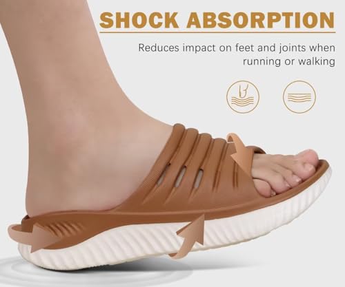 Image of KuaiLu Womens Recovery Sandals With Comfortable Plantar Fasciitis Support,Ladies Orthotic Open Toe Sport Slides Thick Cushion Reduces Stress on Feet,Joints & Back Post-Exercise