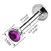 BanaVega 3PCS Steel Internally Threaded Labret Rings 16 gauge 5/16 8mm 3mm Crystal Ball Tragus Rim Earrings Lip Piercing Jewelry 0490