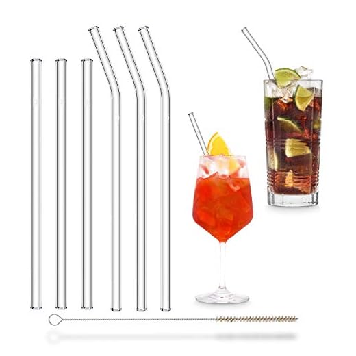 HALM Glas Strohhalme Wiederverwendbar Trinkhalm - 6 Stück, 2 Größen - Glastrinkhalme + plastikfreie Reinigungsbürste - Spülmaschinenfest - Nachhaltig Glastrinkhalme Glasstrohhalme - Cocktail Smoothie