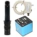 VGA USB 1080P Industry Video Microscope Camera & 300X C-Mount Lens Whit 56-LED Adjustable Ring Light - Blue