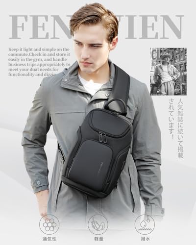 FENRUIEN ボディバッグ ショルダーバッグ 大容量 11インチiPad収納可能 肩掛けバッグ USBポート付き ワンショルダーバッグ メンズ 多層収納 斜めがけバッグ ハイキング用デイパック カジュアル の商品画像 1