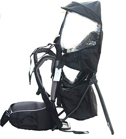 Baby Toddler Hiking Backpack Carrier w/Stand Child Kid Sunshade Shield (Black)