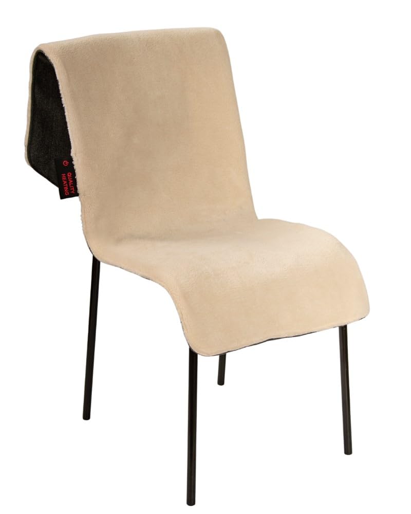 Warmy Manta Calor para Silla - 40x135cm, inalámbrico y recargable, manta eléctrica infrarroja, 3 posiciones, 10W, Off-White