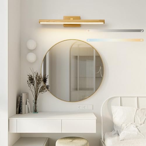 Luz para espejo de baño sin sombras molestas gracias al aplique LED de madera giratorio