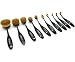 Celavi Oval Makeup Brush Professional Cosmetic Tools Kit for Face, Eyes, Lips Foundation, Creams, Liquids, Moisturizer, Powder, Blush, Concealer, Contour (10 Piece Set)