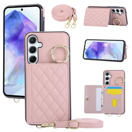TEDTIKJT Galaxy A24 4G �P�[�X �蒠�^ PU���U�[ �M�����N�V�[A24 �g�уP�[�X�w�ʃJ�o�[ �V�����_�[�X�g���b�v ���[�|�P�b�g�蒠�^ �t�B���K�[���[�v�t���̕ی�P�[�X �X�^���h�@�\ GalaxyA24 �g�уJ�o�[ �X�}�z�P�[�X ga