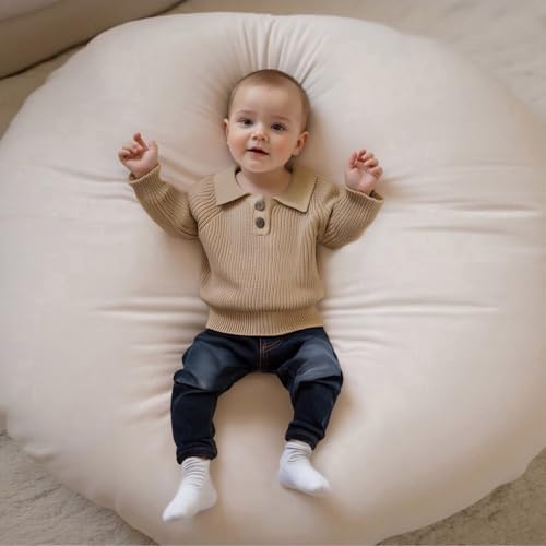Toddler Baby Boy Collared Sweater Solid Long Sleeve Quarter Button Up Chunky Knit Pullover Tops Infant Fall/Winter Clothes2