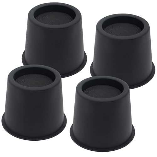 HANIHUA Bed Risers 4 inch Furniture Risers Heavy Duty, 4 Pack Table Risers Bed Lifts Risers for Sofa, Couch, Desk, Cabinet, Bed Frame Risers Supports Up to 3,600 Lbs Black