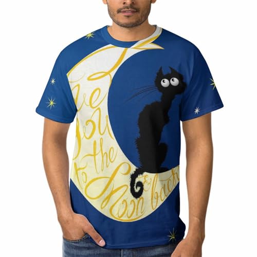 T-Shirt Chat Noir Homme à col rond et manches courtes pour un style décontracté