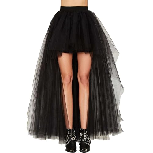 Falda de Tul para Mujer Falda de Ballet Asimétrica Tul en Color Sólido Tutú Mujer Casual Gasa Vestido con Cintura Elástica y Estilo Steampunk Elegante Vintage para Ballet Prom Party