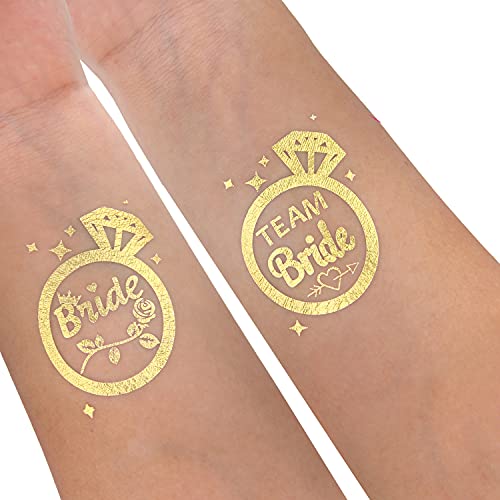 Kit Decorazioni Addio Nubilato Oro - Tazze, Cannucce, Braccialetti, Tatuaggio Temporaneo Per 16 Persone - Foto 3