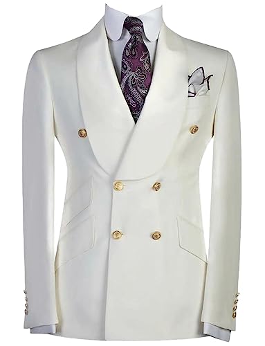 Ulnomio Men's Double Breasted Buttons Suit Coat Party Dinner Shawl Lapel Blazer