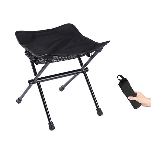 LIFEWITHCAMP Camping Stool Lightweight Small Folding Chair 13 Inch Portable Folding Stool for Outdoor Walking Hiking Fishing 400 LBS (Stool-Black)