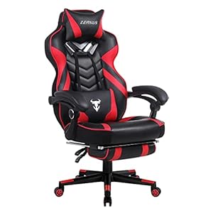 Zeanus Gaming Chair with Massage Recliner Computer Chair with Footrest Big and Tall Computer Gaming Chair for Adults High Back Gaming Chair Heavy Duty Gamer Chair Game Chair for Teens Red