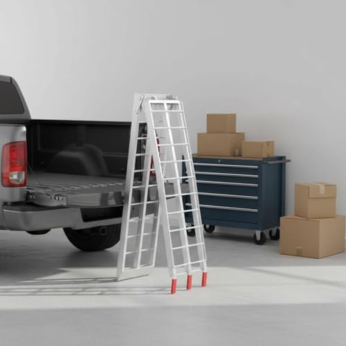 Rampa plegable de aluminio para carga, escalera ligera portátil para acceso vehicular, diseño plegable con tracción antideslizante, apta para motocicletas y camionetas, uso exterior miniatura 3