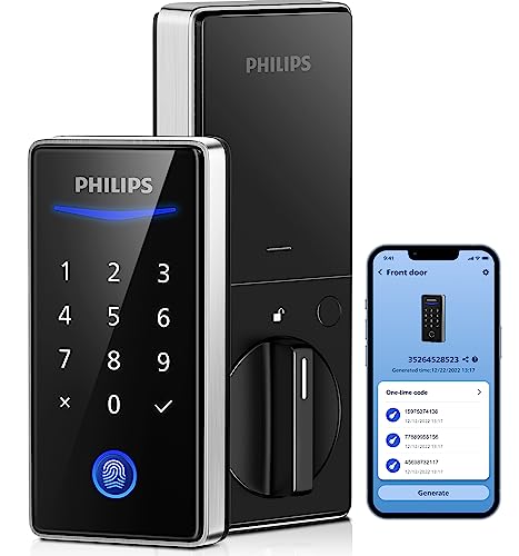 Philips Keyless Entry Door Lock with Keypad - Smart Deadbolt Lock for Front Door, Remote One-time PIN Code via App Nonconnected, Fingerprint Door Lock - Satin Nickel Philips Keyless Entry Door Lock with Keypad - Smart Deadbolt Lock for Front Door, Remote One-time PIN Code via App Nonconnected, Fingerprint Door Lock - Satin Nickel