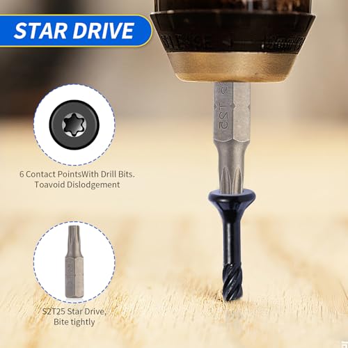 Image of #8 * 1-1 /2 Inch Deck Screws, (135pcs) Black Wood Screws, Rust Resistant Epoxy Coated, Carbon Steel, with T25 Torx Bits