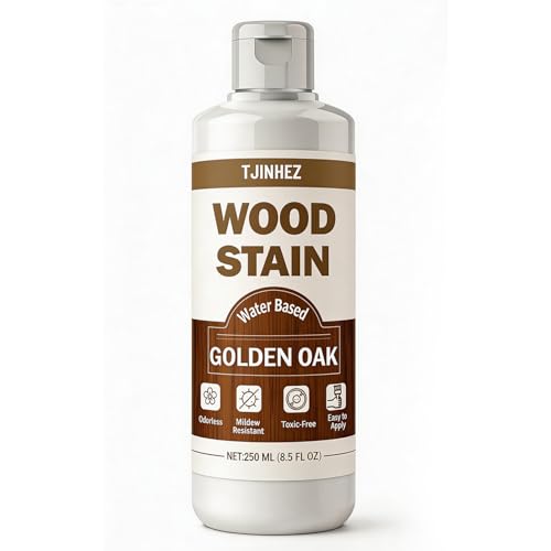 Golden Oak Wood Stain 8.5oz/250ml Water Based Wood Stain Premium Indoor & Outdoor Wood Finish for Furniture Cabinets Doors & Wood Surfaces - Fast Drying Low Odor Non-Toxic & Easy to Use