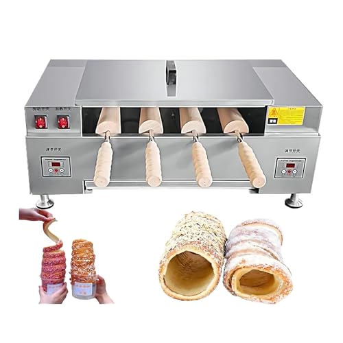 Forno elettrico per torta a camino e cono gelato, grill da 3000 W con 4 rulli, temperatura regolabile, display digitale per una cottura e grigliatura perfette.,