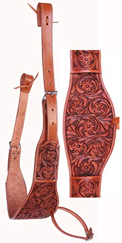 CHALLENGER Horse Western Floral Tooled Leather Rear Flank Saddle Cinch w Billets 9772FL