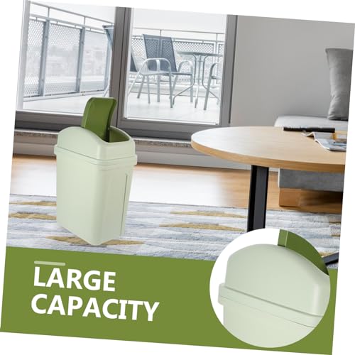 Caneca de basura rectangular con tapa 10L verde claro miniatura 6