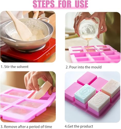 Image of Curated Cart Silicone Soap Mould for Soap Making- 6-Cavity Soap Mold for Making Handmade Soaps, Bath Bombs, Candles, Non-Stick Flexible Silicone Mould for DIY Soap Making, Multicolor (Pack of 1) (Rectangle)