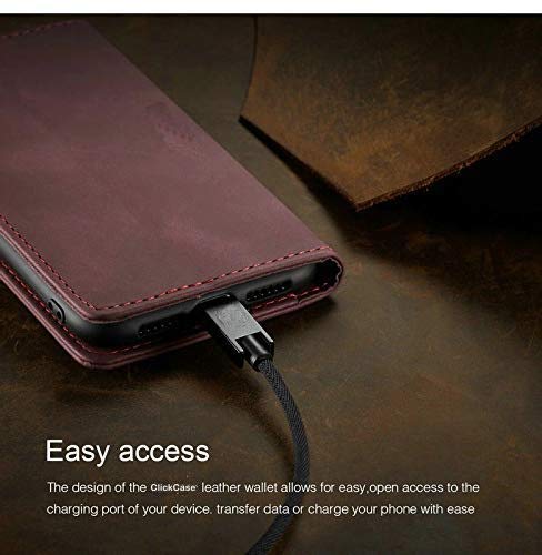 Image of ClickCase for Realme Narzo 20 pro Sheepskin Series Faux Soft Leather Wallet Flip Case Kick Stand with Magnetic Closure Lightweight Slim Flip Cover for Realme Narzo 20 pro (Mauve Red)