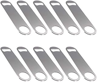 Coolty 10 PCS Beer Bottle Openers, Stainless Steel Bar Blade Flat Bottle Opener with Coated Handle(Silver)