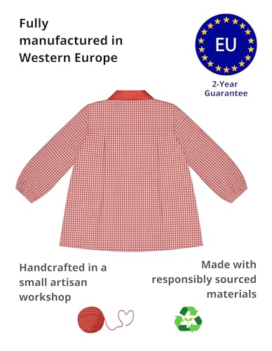 ESCOLAIN Red Gingham School Smock - Reinforced Collar, Large Easy-Fasten Button & 2 Pockets - Image 2
