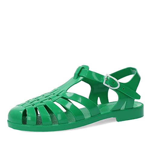 Andrés Machado - Cangrejeras de Mujer - Elaboradas En PVC Resistente - Cierre con Hebilla - para la Playa y el Río - Sandalias de Verano para Mujer - Color Verde - Talla 36 EU