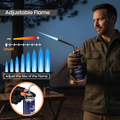 Image of HACER Butane Brazing Blow Torch Single LPG Nozzle with 2 Butane Gas Canisters Multipurpose Heat Gun For Outdoor Use Cooking Copper Pipe Welding Camping Jewelry Repair Work Tool Burner