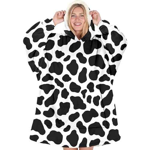 Warmstorey Cow Wearable Blanket Hoodie Oodie - Cow Lover Gifts - Mothers Day Gift Ideas For Wife Mom - Thoughtful Gift from Daughter Son Soft and Warm Blanket for Mommy Mama