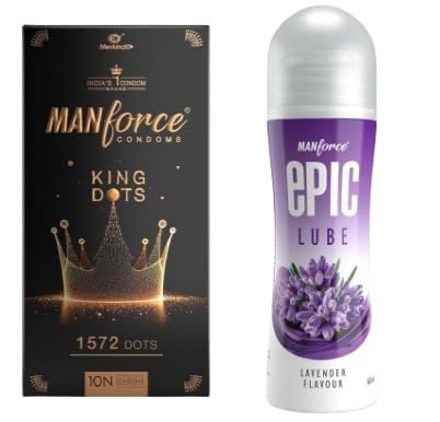 Manforce King Dots Extra Dotted Unflavored Condoms 10 Pieces & Manforce Epic Lavender Lubricant 60ml-image-35