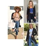 OUGES Women's Open Front Cardigan Shirt with Pockets Long Sleeve Lightweight Coat - Image 4