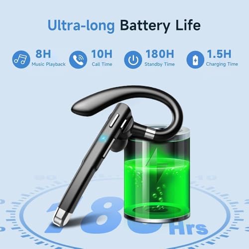 Image of Hsility Bluetooth Headset with USB Type C 270 Degrees Rotatable Microphone for Truck Driver Bussiness and Travel