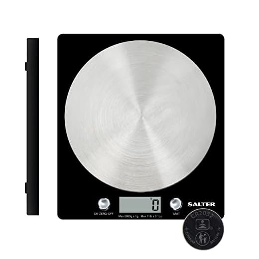 Salter Báscula de Cocina Digital, precision, Plataforma de Vidrio, Capacidad 5kg, Función de Añadir y Pesar, Negro, One Size