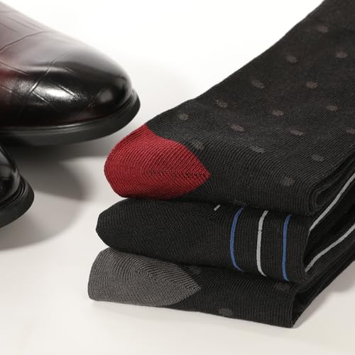 Image of BAMBOO COOL Men's Crew Socks Bamboo Viscose Breathable Rib Dress Socks For Men, Casual Lightweight Comfort 6 Pack